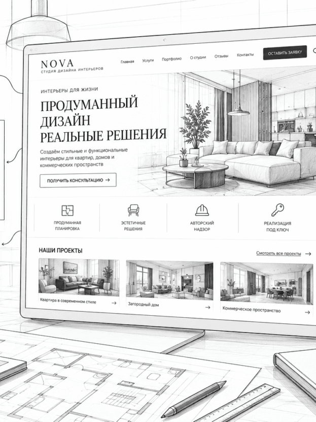Эскиз сайта студии интерьерного дизайна (1)